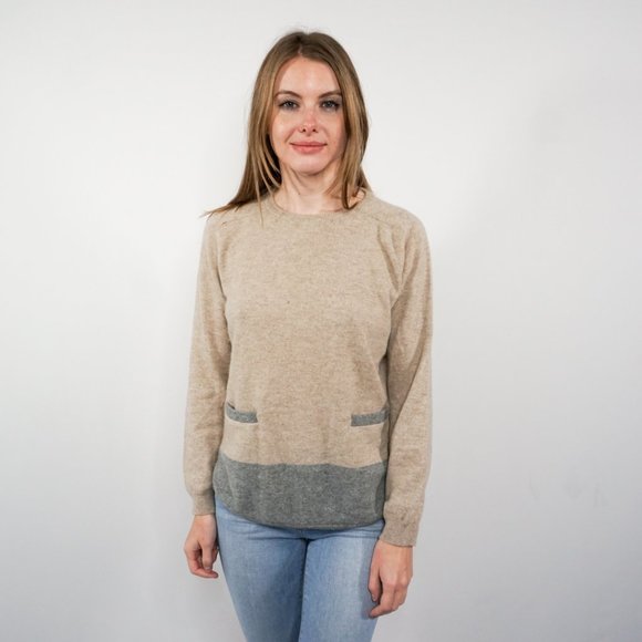 Chinti and Parker Sweaters - CHINTI & PARKER Oatmeal & Gray Cashmere Sweater